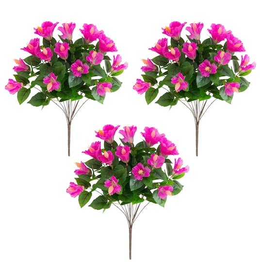 Michaels, 19" UV Resistant Artificial Hibiscus Bushes, 3ct. – Category: Bushes